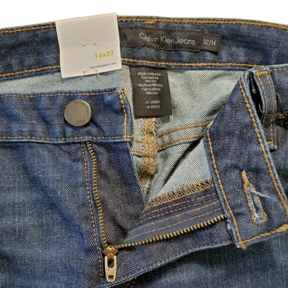 Calvin Klein Size 14/32 NEW Jeans Blue Cotton Denim Stretch Skinny Flare Pockets